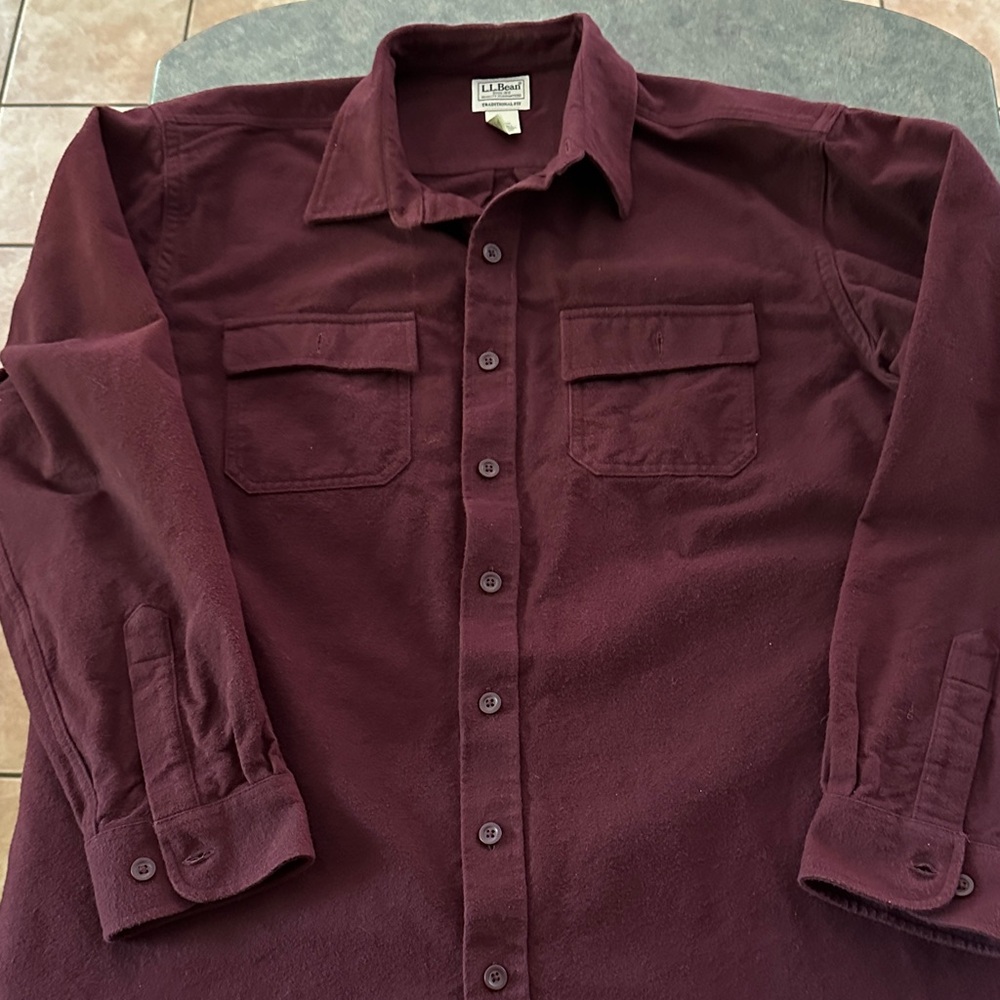 L.L. Bean Burgundy Button-Up Shirt